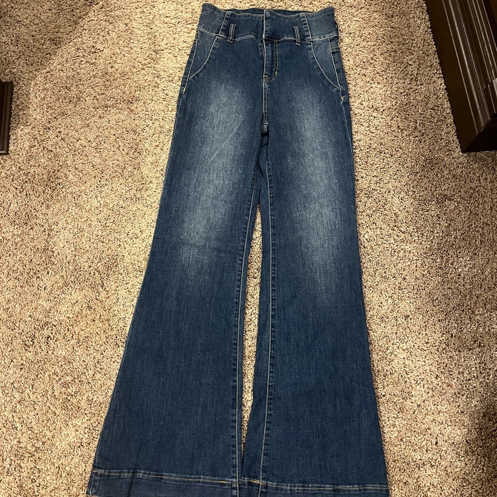 Sneak Peek Dark Blue Wide Leg Jeans NEW